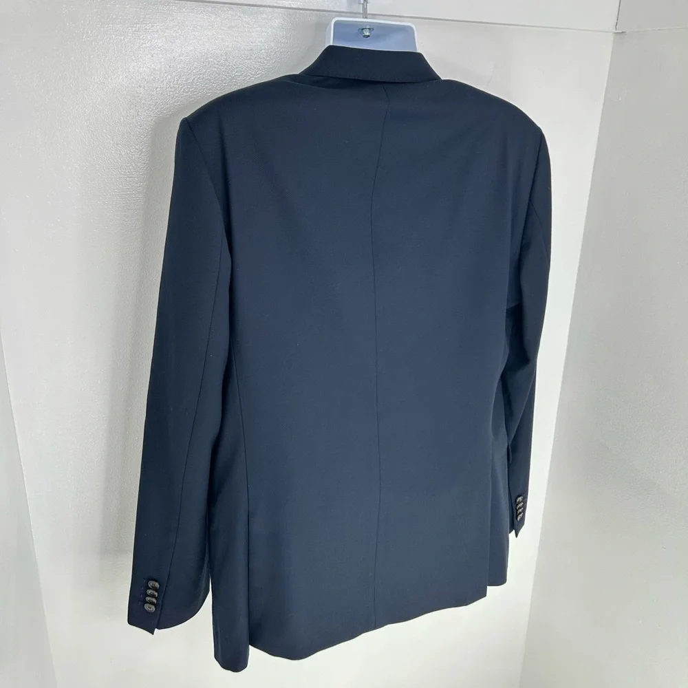 Lands End‎ Blazer Size 42R Navy Wool Tailored Fit Suit Jacket Office Career